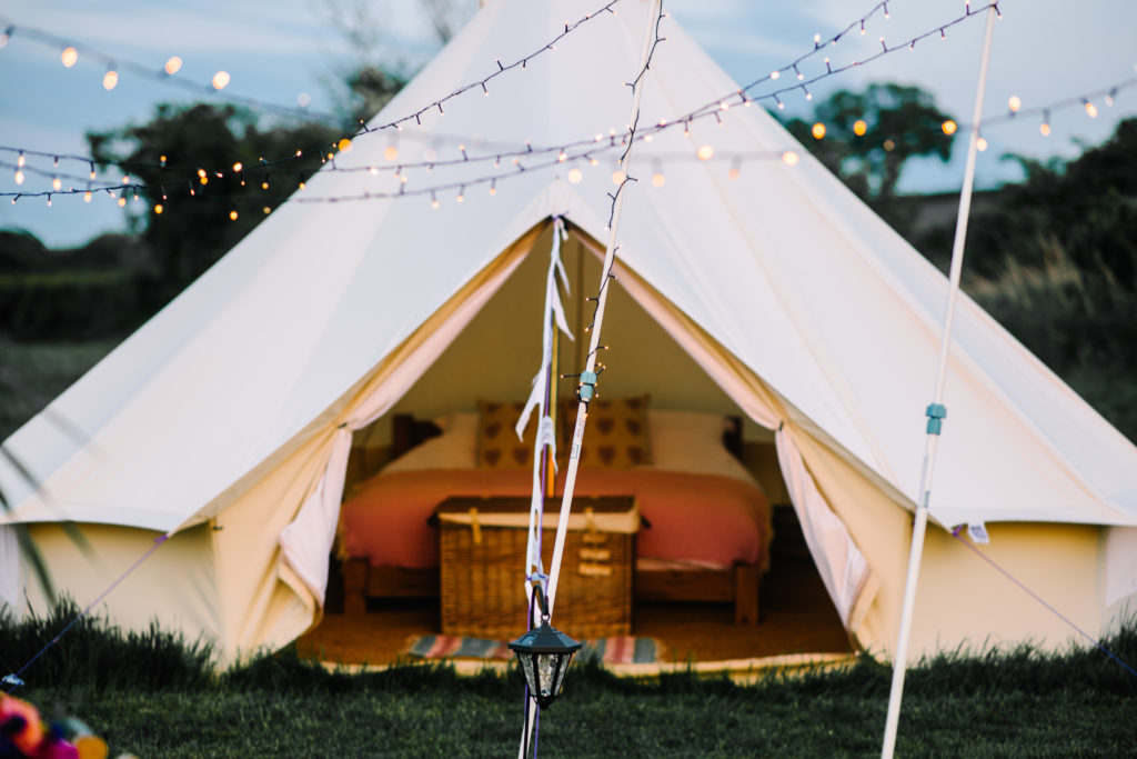 Bell tents at Cott Farm wedding venue