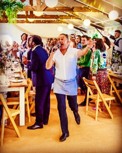 Surprise singing waiter